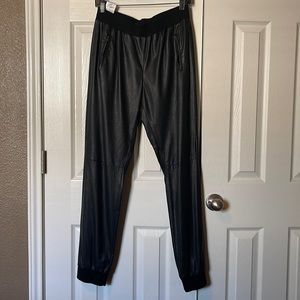 Leather joggers with elastic waistbands